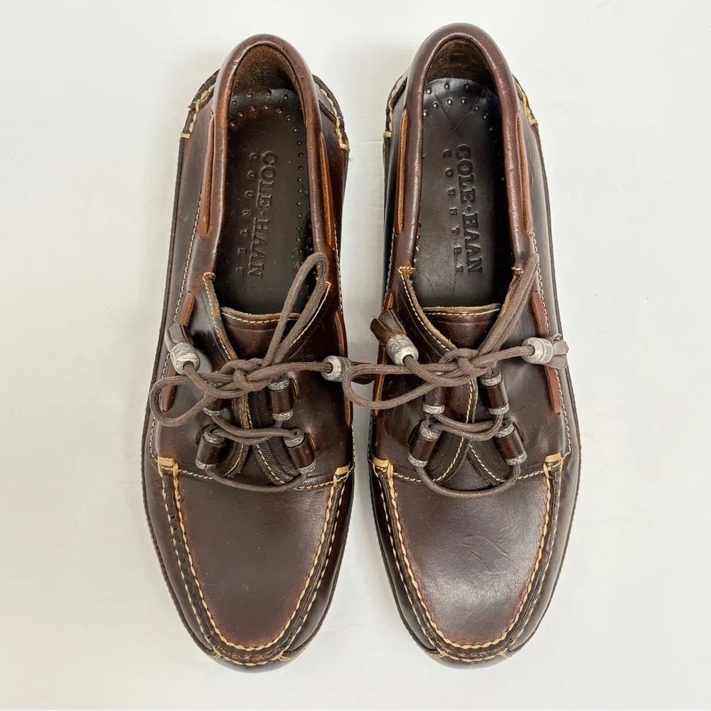 Colehaan Country Classic Brown Leather Slip On Boat Shoes Loafers 6.5 new